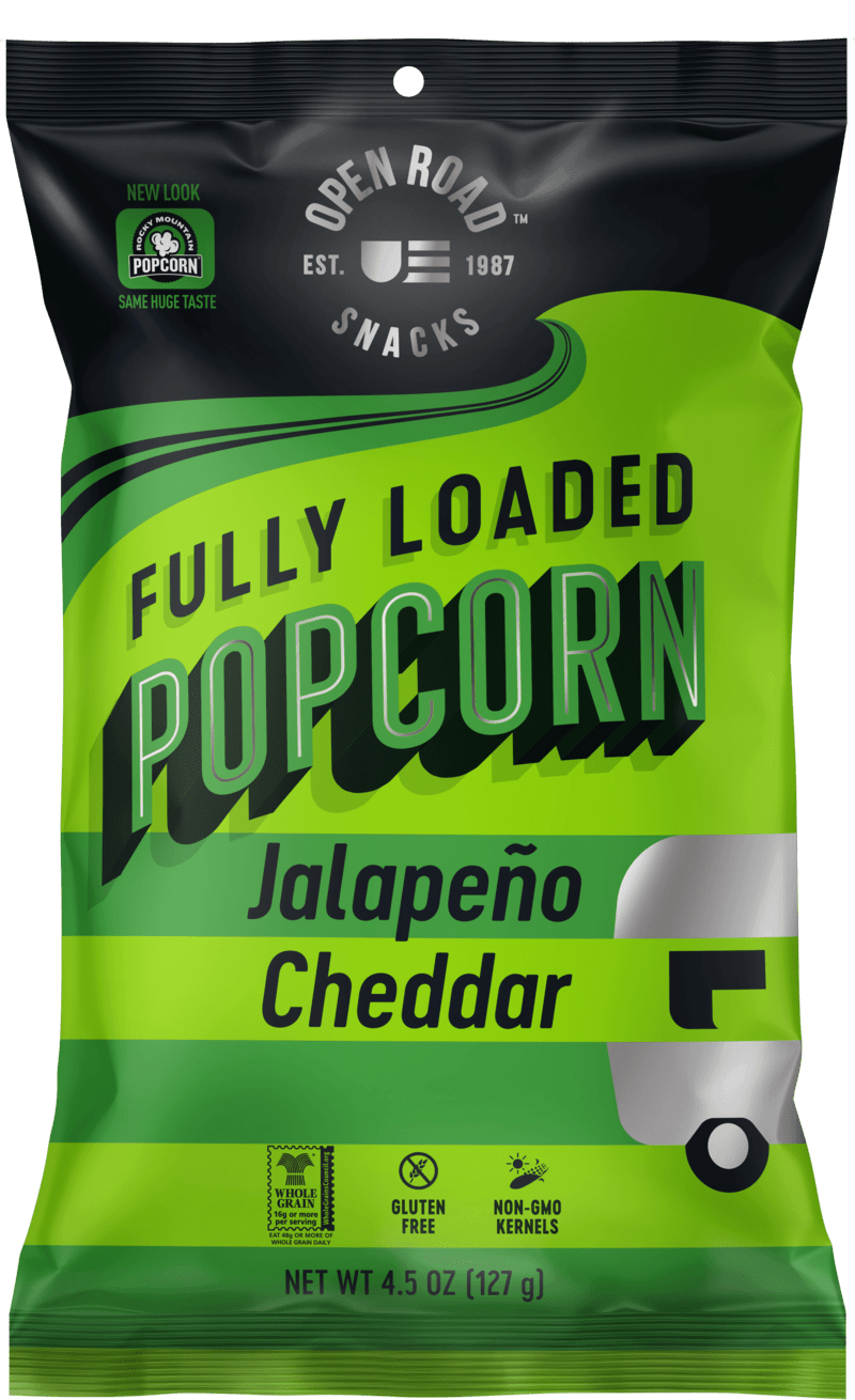 Jalapeño Cheddar popcorn front of package