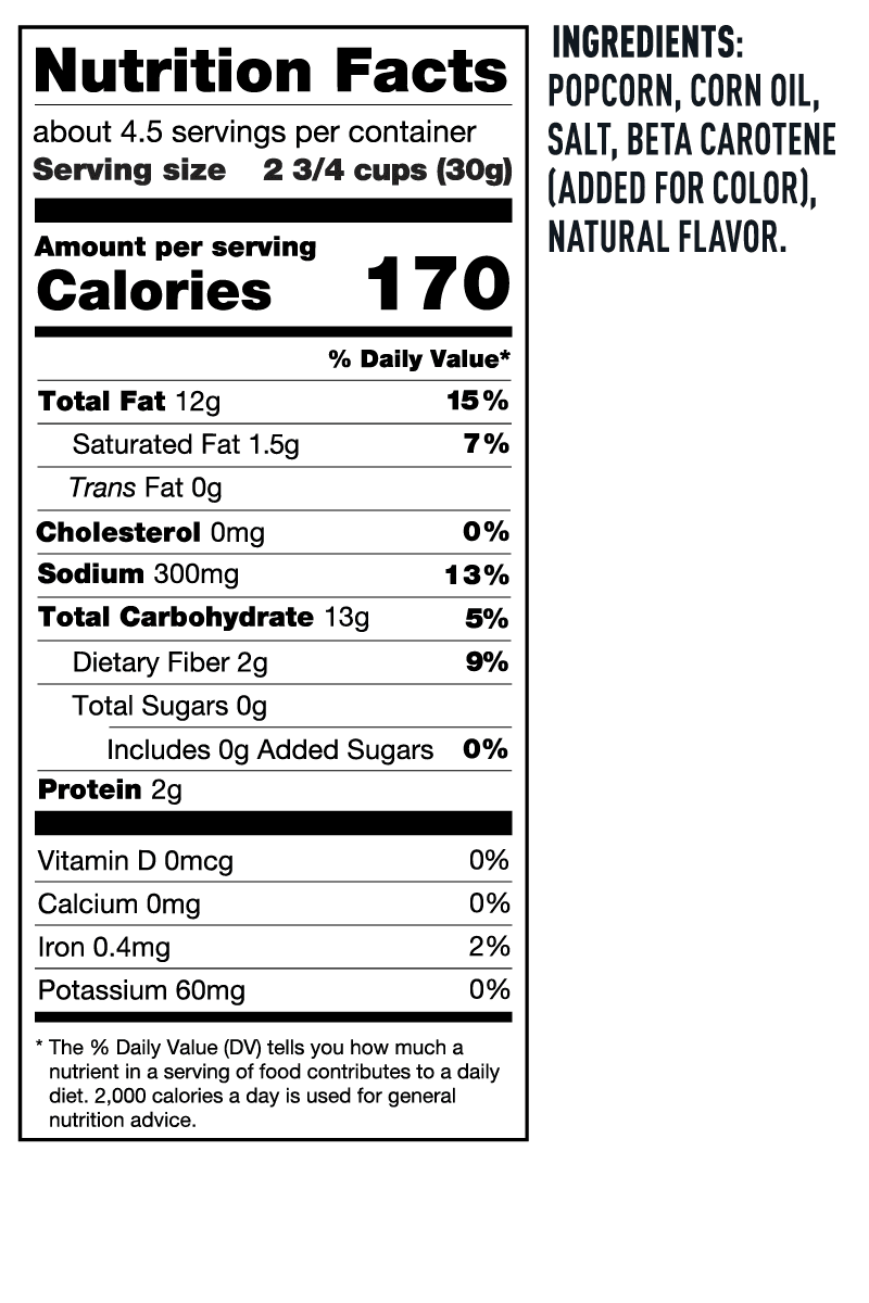 Classic Butter nutritional information