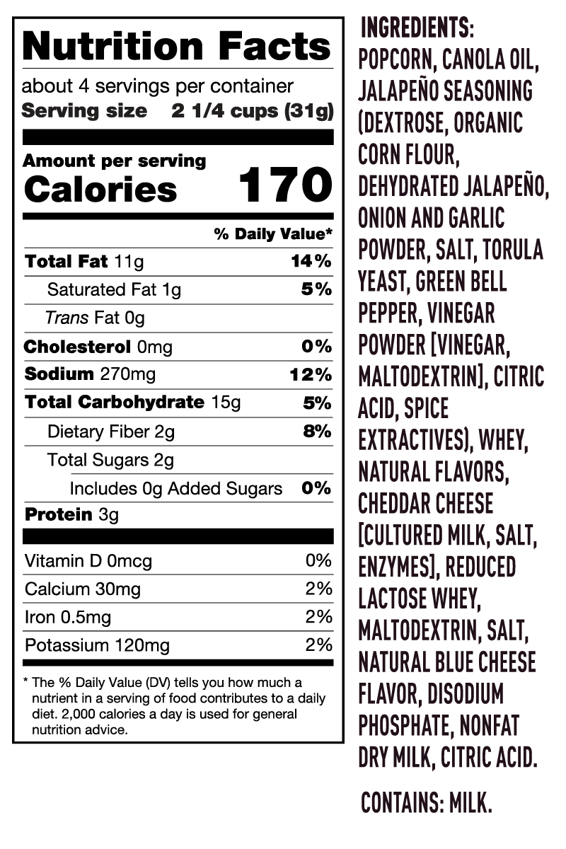 Jalapeño Cheddar nutritional information